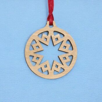 Intra απο ξύλο plywood 3mm-4mm πάχος – Στρογγυλό διακοσμητικό μπιχλιμπίδι Χριστουγεννιάτικου Δέντρου 20x20 cm INTRAVECTRY-MY546602 - Image 2