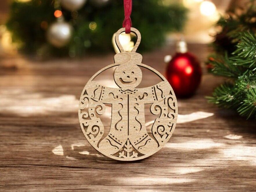 Intra απο ξύλο plywood 3mm-4mm πάχος – Χριστουγεννιάτικο μπιχλιμπίδι με μελόψωμο 25x30 cm INTRAVECTRY-MY550717