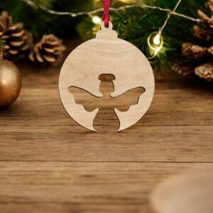 Intra απο ξύλο plywood 3mm-4mm πάχος – Μπιχλιμπίδι αγγέλου Χριστουγεννιάτικου Δέντρου 12x15 cm INTRAVECTRY-MY549921