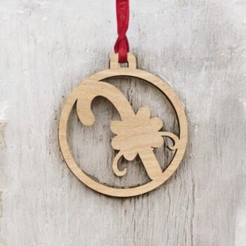 Intra απο ξύλο plywood 3mm-4mm πάχος – Στολίδι με μπάλα από ζαχαροκάλαμο 35x40 cm INTRAVECTRY-MY549438 - Image 2