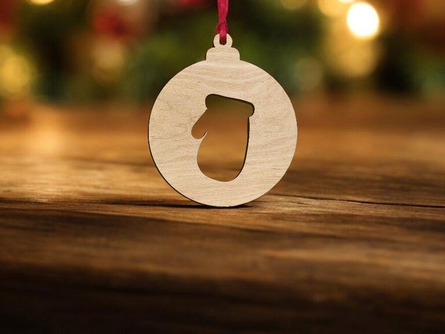 Intra απο ξύλο plywood 3mm-4mm πάχος – Χριστουγεννιάτικο μπιχλιμπίδι με γάντια Άγιου Βασίλη 40x40 cm INTRAVECTRY-MY545356