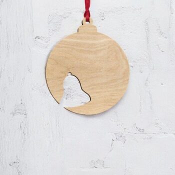 Intra απο ξύλο plywood 3mm-4mm πάχος – Χριστουγεννιάτικο μπιχλιμπίδι με καμπάνα 25x30 cm INTRAVECTRY-MY546640 - Image 2