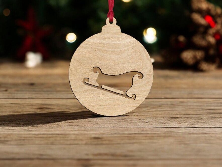 Intra απο ξύλο plywood 3mm-4mm πάχος – Μπιχλιμπίδι με έλκηθρο Άγιου Βασίλη 40x45 cm INTRAVECTRY-MY559630