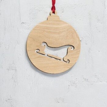 Intra απο ξύλο plywood 3mm-4mm πάχος – Μπιχλιμπίδι με έλκηθρο Άγιου Βασίλη 15x15 cm INTRAVECTRY-MY549936 - Image 2