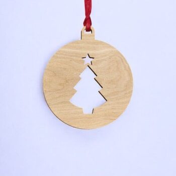 Intra απο ξύλο plywood 3mm-4mm πάχος – Χριστουγεννιάτικο δέντρο με αστέρι μπιχλιμπίδι 30x35 cm INTRAVECTRY-MY548149 - Image 2