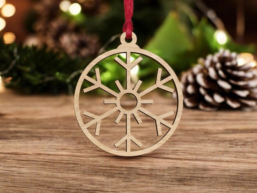 Intra απο ξύλο plywood 3mm-4mm πάχος – Χριστουγεννιάτικο μπιχλιμπίδι νιφάδα χιονιού 45x50 cm INTRAVECTRY-MY546655