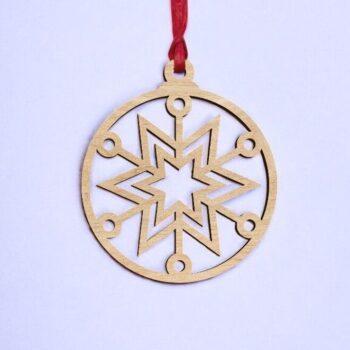 Intra απο ξύλο plywood 3mm-4mm πάχος – Μοτίβο αστεριών με νιφάδα χιονιού Χριστουγεννιάτικη μπάλα 40x45 cm INTRAVECTRY-MY553246 - Image 2
