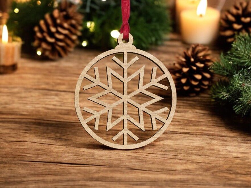 Intra απο ξύλο plywood 3mm-4mm πάχος – Χριστουγεννιάτικη διακόσμηση δέντρου με νιφάδα χιονιού 40x45 cm INTRAVECTRY-MY546660