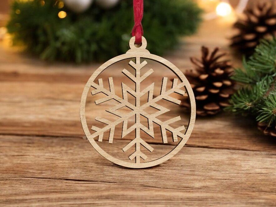 Intra απο ξύλο plywood 3mm-4mm πάχος – Στολίδι χριστουγεννιάτικου δέντρου με μπάλα χιονιού 25x30 cm INTRAVECTRY-MY546661