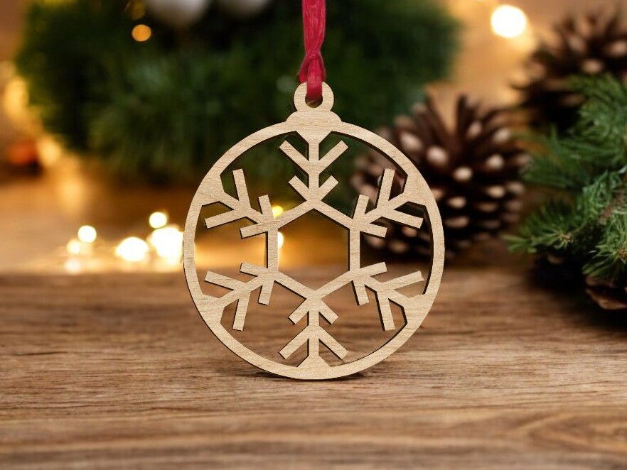 Intra απο ξύλο plywood 3mm-4mm πάχος – Διακοσμητικό μπιχλιμπίδι με νιφάδες χιονιού 25x30 cm INTRAVECTRY-MY550751