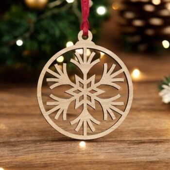 Intra απο ξύλο plywood 3mm-4mm πάχος – Διακόσμηση στολισμού χριστουγεννιάτικου δέντρου με νιφάδες χιονιού 20x25 cm INTRAVECTRY-MY546663 - Image 1