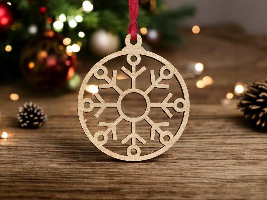 Intra απο ξύλο plywood 3mm-4mm πάχος – Χριστουγεννιάτικη διακόσμηση με νιφάδα χιονιού 10x10 cm INTRAVECTRY-MY546667