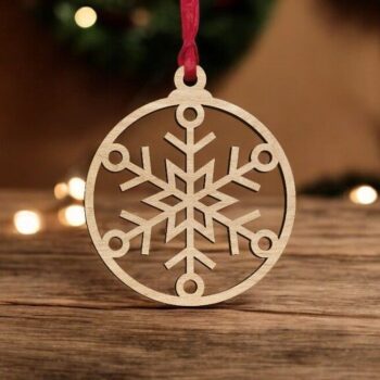 Intra απο ξύλο plywood 3mm-4mm πάχος – Χριστουγεννιάτικο μπιχλιμπίδι στολίδι με νιφάδα χιονιού 25x25 cm INTRAVECTRY-MY549956 - Image 1