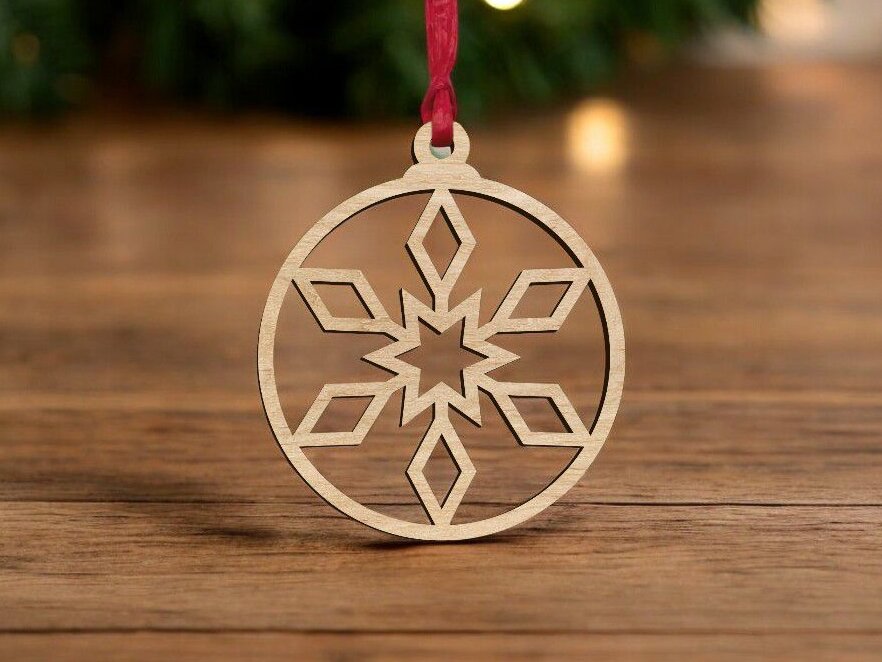 Intra απο ξύλο plywood 3mm-4mm πάχος – Χριστουγεννιάτικο στολίδι Star Snowflake 15x20 cm INTRAVECTRY-MY553260