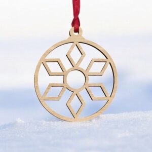 Intra απο ξύλο plywood 3mm-4mm πάχος – Χριστουγεννιάτικη μπάλα με νιφάδες χιονιού 10x10 cm INTRAVECTRY-MY546671