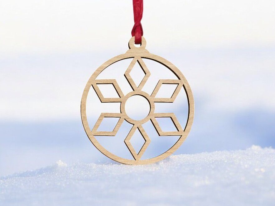 Intra απο ξύλο plywood 3mm-4mm πάχος – Χριστουγεννιάτικη μπάλα με νιφάδες χιονιού 45x50 cm INTRAVECTRY-MY553261