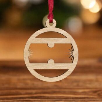 Intra απο ξύλο plywood 3mm-4mm πάχος – Χριστουγεννιάτικο στολίδι με μπάλα 15x15 cm INTRAVECTRY-MY548167 - Image 1