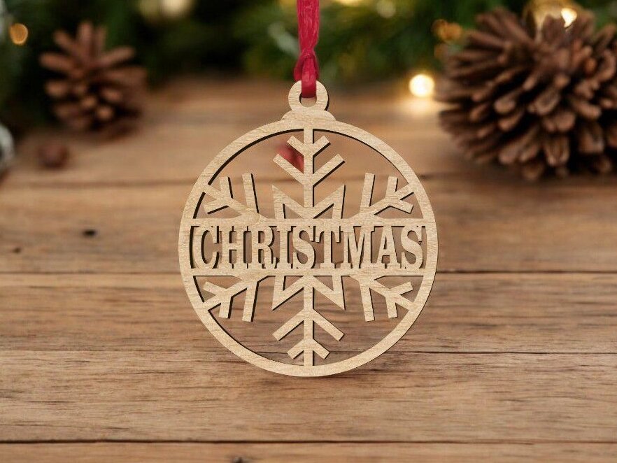 Intra απο ξύλο plywood 3mm-4mm πάχος – Προσωποποιημένο όνομα Snowflake Bauble 20x25 cm INTRAVECTRY-MY551643