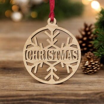 Intra απο ξύλο plywood 3mm-4mm πάχος – Εξατομικευμένο χριστουγεννιάτικο μπιχλιμπίδι με νιφάδες χιονιού 20x25 cm INTRAVECTRY-MY559681 - Image 1