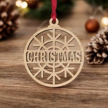 Intra απο ξύλο plywood 3mm-4mm πάχος – Εξατομικευμένο διακοσμητικό μπιχλιμπίδι με νιφάδες χιονιού 20x20 cm INTRAVECTRY-MY552706 - Image 1