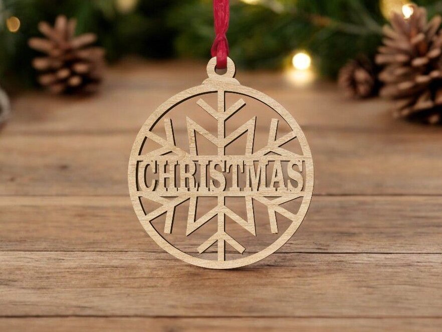 Intra απο ξύλο plywood 3mm-4mm πάχος – Προσαρμοσμένο όνομα Snowflake Bauble 20x20 cm INTRAVECTRY-MY551647