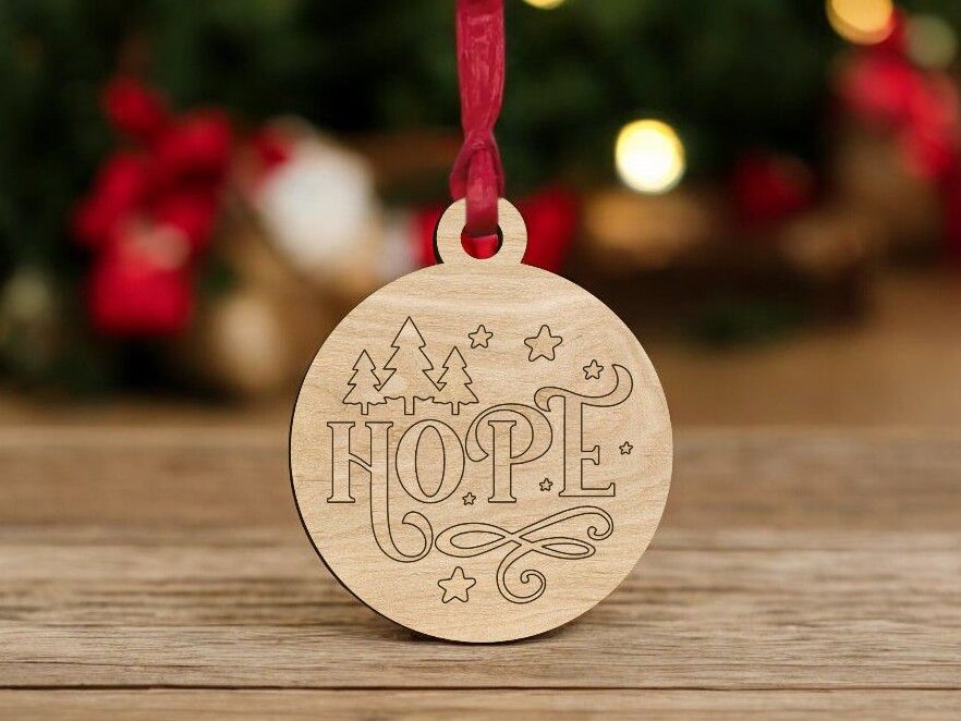 Intra απο ξύλο plywood 3mm-4mm πάχος – Χριστουγεννιάτικο στολίδι Hope 15x15 cm INTRAVECTRY-MY551653