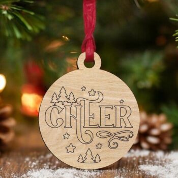 Intra απο ξύλο plywood 3mm-4mm πάχος – Cheer Χριστουγεννιάτικο μπιχλιμπίδι στολίδι 35x40 cm INTRAVECTRY-MY552714 - Image 1