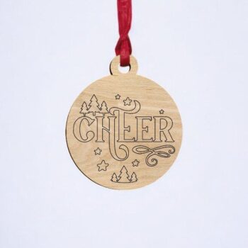 Intra απο ξύλο plywood 3mm-4mm πάχος – Cheer Χριστουγεννιάτικο μπιχλιμπίδι στολίδι 35x40 cm INTRAVECTRY-MY552714 - Image 2