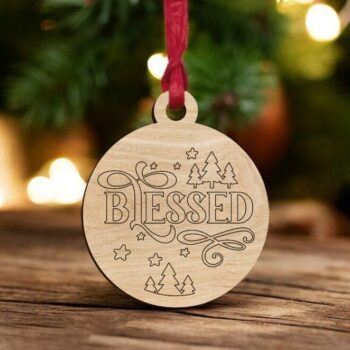 Intra απο ξύλο plywood 3mm-4mm πάχος – Ευλογημένο χριστουγεννιάτικο στολίδι 25x25 cm INTRAVECTRY-MY548200 - Image 1