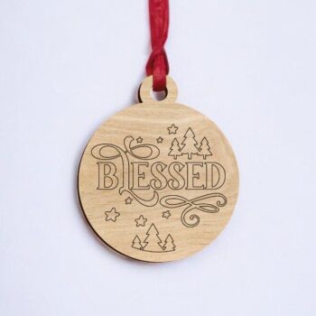 Intra απο ξύλο plywood 3mm-4mm πάχος – Ευλογημένο χριστουγεννιάτικο στολίδι 25x25 cm INTRAVECTRY-MY548200 - Image 2