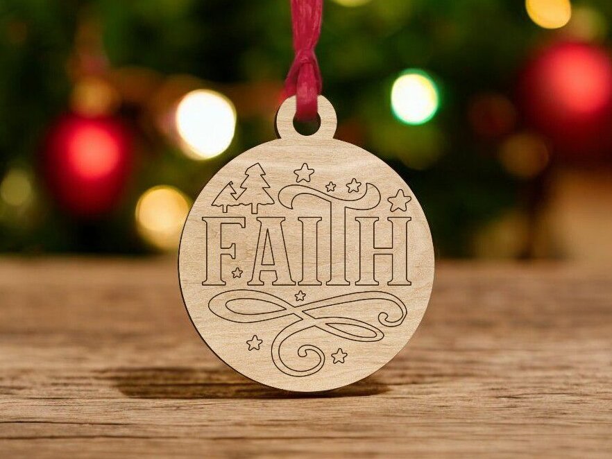Intra απο ξύλο plywood 3mm-4mm πάχος – Χριστουγεννιάτικο στολίδι Faith 15x15 cm INTRAVECTRY-MY546708