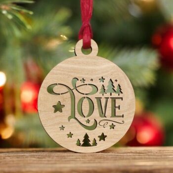 Intra απο ξύλο plywood 3mm-4mm πάχος – Διακόσμηση Χριστουγεννιάτικου Δέντρου Love Bauble 12x15 cm INTRAVECTRY-MY551660 - Image 1