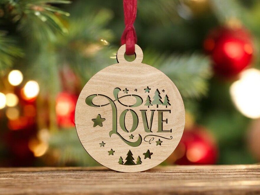 Intra απο ξύλο plywood 3mm-4mm πάχος – Διακόσμηση Χριστουγεννιάτικου Δέντρου Love Bauble 12x15 cm INTRAVECTRY-MY553299