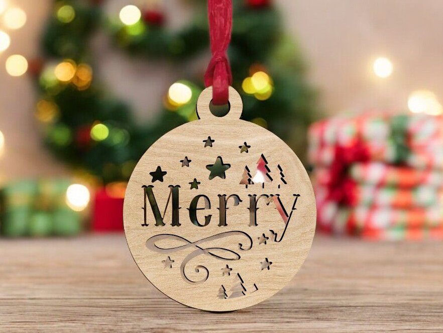 Intra απο ξύλο plywood 3mm-4mm πάχος – Καλά Χριστούγεννα στολίδι 15x15 cm INTRAVECTRY-MY551664
