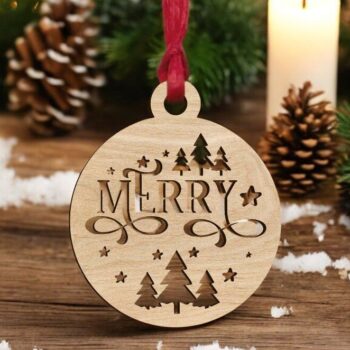 Intra απο ξύλο plywood 3mm-4mm πάχος – Καλά Χριστουγεννιάτικα Μπιχλιμπίδι Δέντρο Διακόσμηση 15x15 cm INTRAVECTRY-MY559701 - Image 1