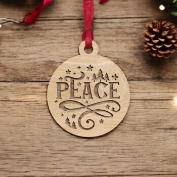 Intra απο ξύλο plywood 3mm-4mm πάχος – Χριστουγεννιάτικο μπιχλιμπίδι Ειρήνης 20x25 cm INTRAVECTRY-MY552726 - Image 1