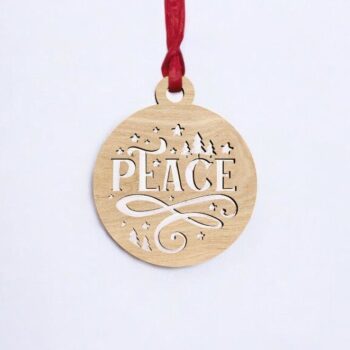 Intra απο ξύλο plywood 3mm-4mm πάχος – Χριστουγεννιάτικο μπιχλιμπίδι Ειρήνης 20x25 cm INTRAVECTRY-MY552726 - Image 2