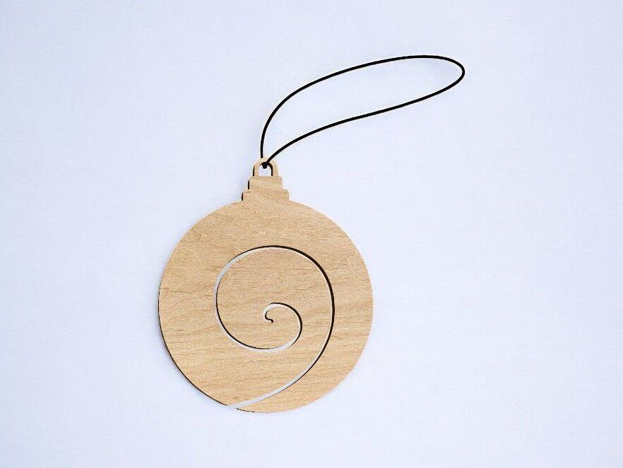 Intra απο ξύλο plywood 3mm-4mm πάχος – Σπειροειδής Χριστουγεννιάτικη μπιχλιμπίδι 25x30 cm INTRAVECTRY-MY550004