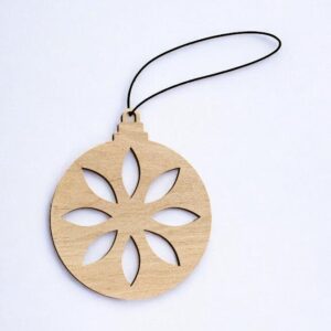 Intra απο ξύλο plywood 3mm-4mm πάχος – Χριστουγεννιάτικη μπάλα με floral σχέδιο 15x15 cm INTRAVECTRY-MY550006