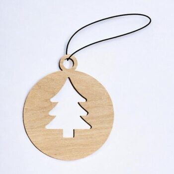 Intra απο ξύλο plywood 3mm-4mm πάχος – Κύκλος μπιχλιμπίδι με χριστουγεννιάτικο δέντρο 15x20 cm INTRAVECTRY-MY559710 - Image 1