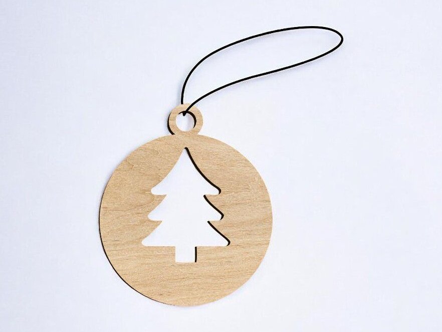 Intra απο ξύλο plywood 3mm-4mm πάχος – Κύκλος μπιχλιμπίδι με χριστουγεννιάτικο δέντρο 40x40 cm INTRAVECTRY-MY549487