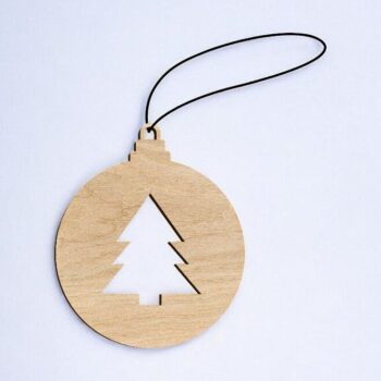 Intra απο ξύλο plywood 3mm-4mm πάχος – Χριστουγεννιάτικο δέντρο με στολίδια 35x40 cm INTRAVECTRY-MY546724 - Image 1