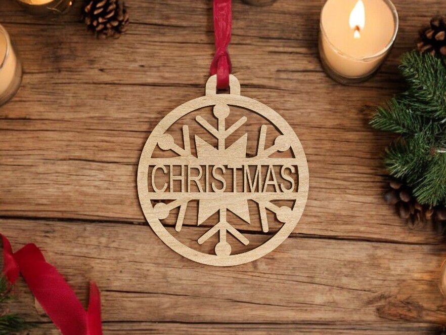 Intra απο ξύλο plywood 3mm-4mm πάχος – Εξατομικευμένο μπιχλιμπίδι με νιφάδες χιονιού 45x50 cm INTRAVECTRY-MY549037