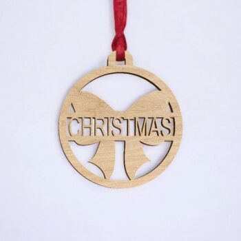 Intra απο ξύλο plywood 3mm-4mm πάχος – Εξατομικευμένο μπιχλιμπίδι με χριστουγεννιάτικη κορδέλα 15x15 cm INTRAVECTRY-MY559732 - Image 2