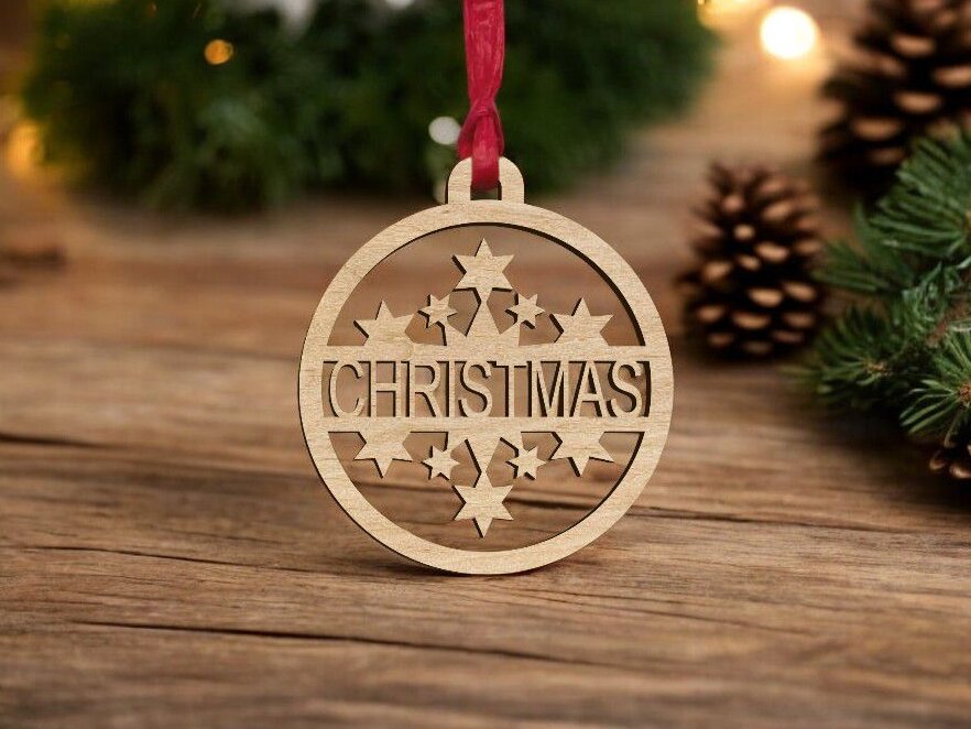 Intra απο ξύλο plywood 3mm-4mm πάχος – Εξατομικευμένο χριστουγεννιάτικο μπιχλιμπίδι με αστέρια 20x25 cm INTRAVECTRY-MY546746