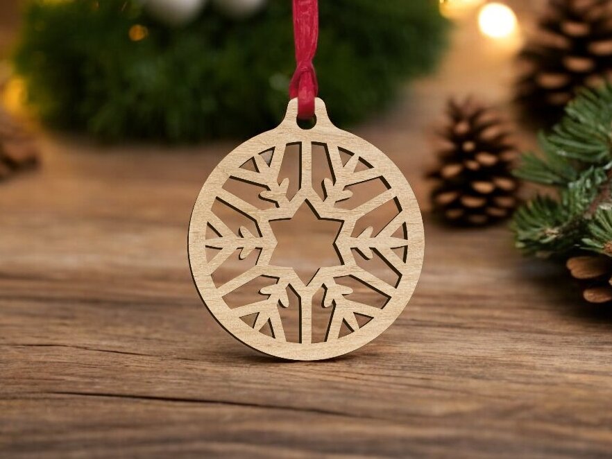 Intra απο ξύλο plywood 3mm-4mm πάχος – Χριστουγεννιάτικο μπιχλιμπίδι με νιφάδες χιονιού 45x50 cm INTRAVECTRY-MY546751