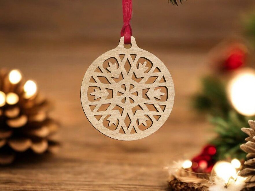 Intra απο ξύλο plywood 3mm-4mm πάχος – Ξύλινο μπιχλιμπίδι με νιφάδα χιονιού 45x50 cm INTRAVECTRY-MY545459