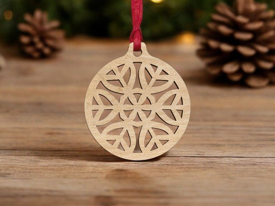 Intra απο ξύλο plywood 3mm-4mm πάχος – Χριστουγεννιάτικη διακόσμηση με μπιχλιμπίδι 35x40 cm INTRAVECTRY-MY551708