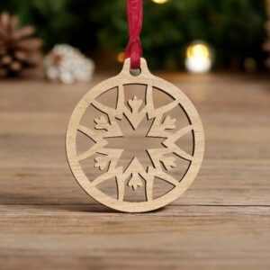 Intra απο ξύλο plywood 3mm-4mm πάχος – Κρεμαστό στολισμό χιονονιφάδας μπιχλιμπίδι 12x15 cm INTRAVECTRY-MY550047