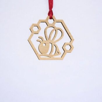 Intra απο ξύλο plywood 3mm-4mm πάχος – Στολίδι χριστουγεννιάτικου δέντρου μελισσών 10x10 cm INTRAVECTRY-MY545469 - Image 2